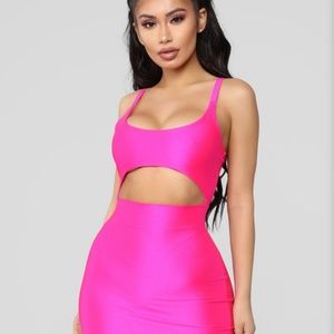 Cut to the chase neon pink dress xs